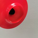 Red UFO glass lamps from the early 90s, Danish and made by Design Light