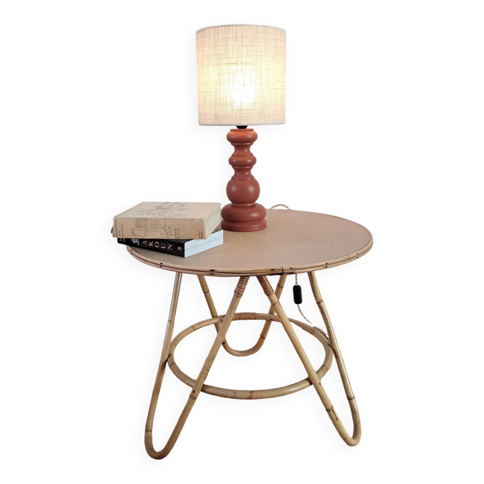 Vintage terracotta wooden lamp