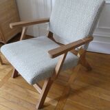 Teak armchair and fabric