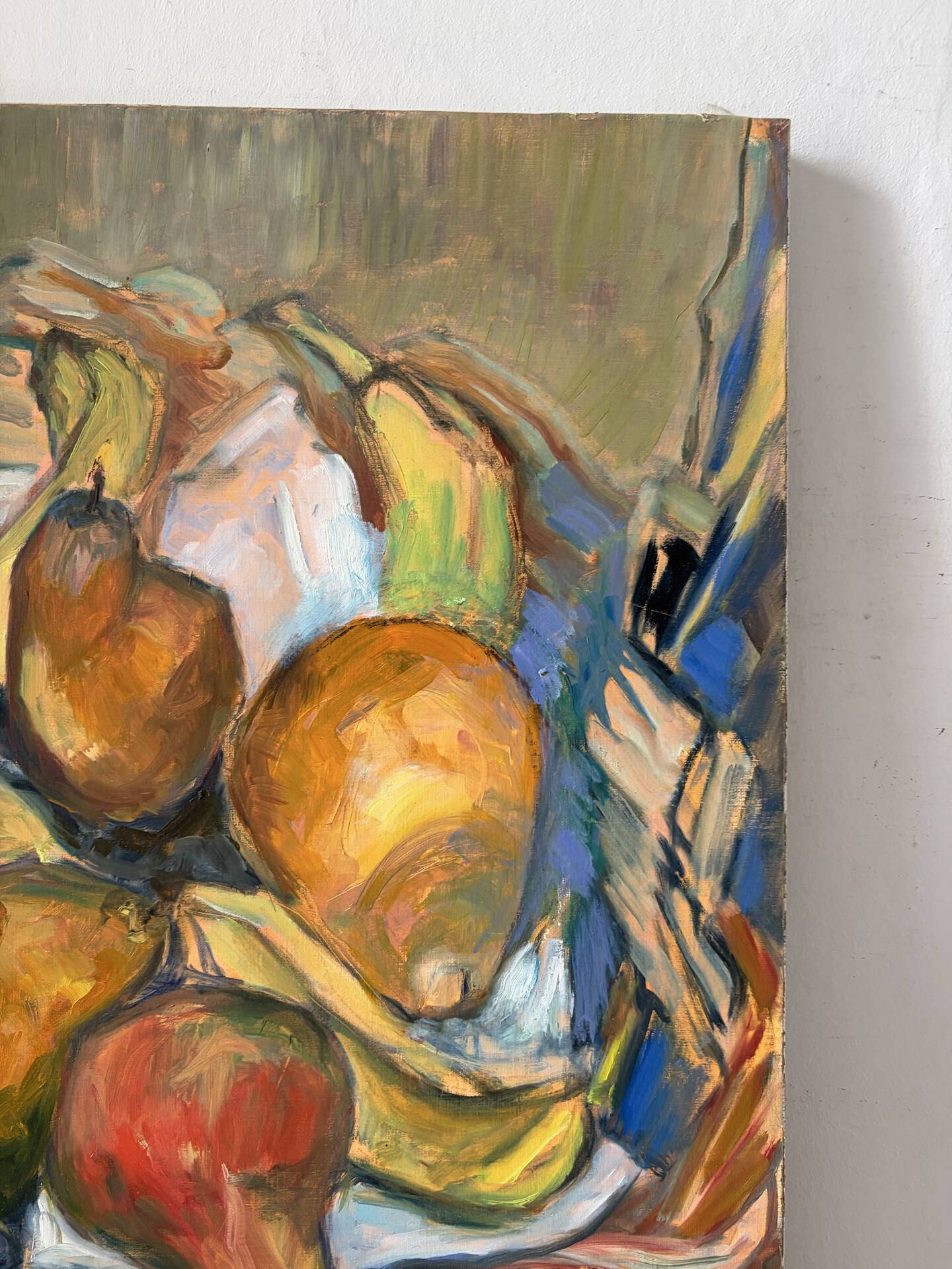 Still life with fruits, oil on canvas signed Pidoux.