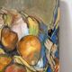 Still life with fruits, oil on canvas signed Pidoux.