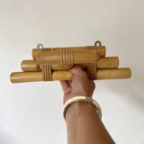 Vintage rattan coat rack a hook