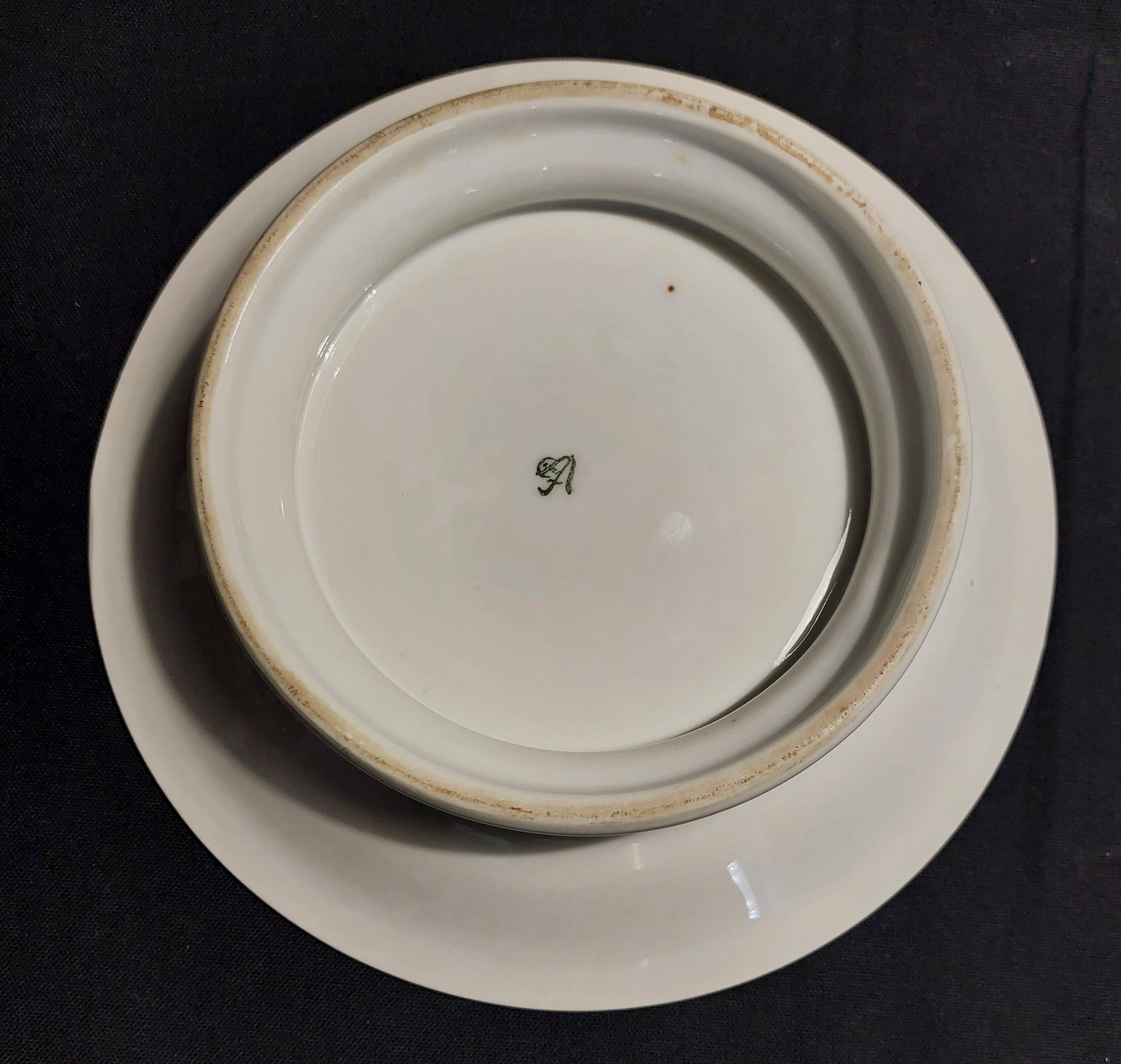 Mid-20th century porcelain soup plate with heel, brand to be identified