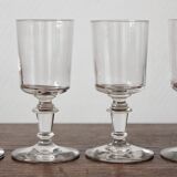 4 verres à vin blanc anciens à pied balustre en verre du XIXe