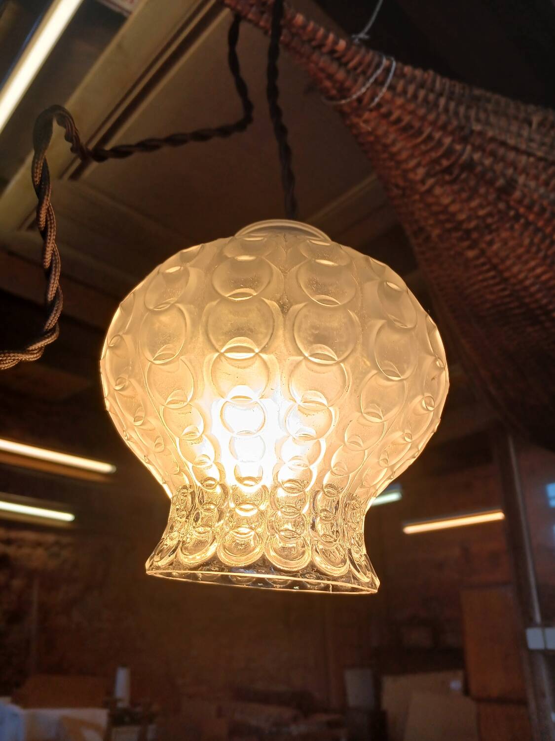 1 vintage glass pendant/lamp