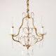 Lustre français en laiton doré 3 bras avec pampilles cristal