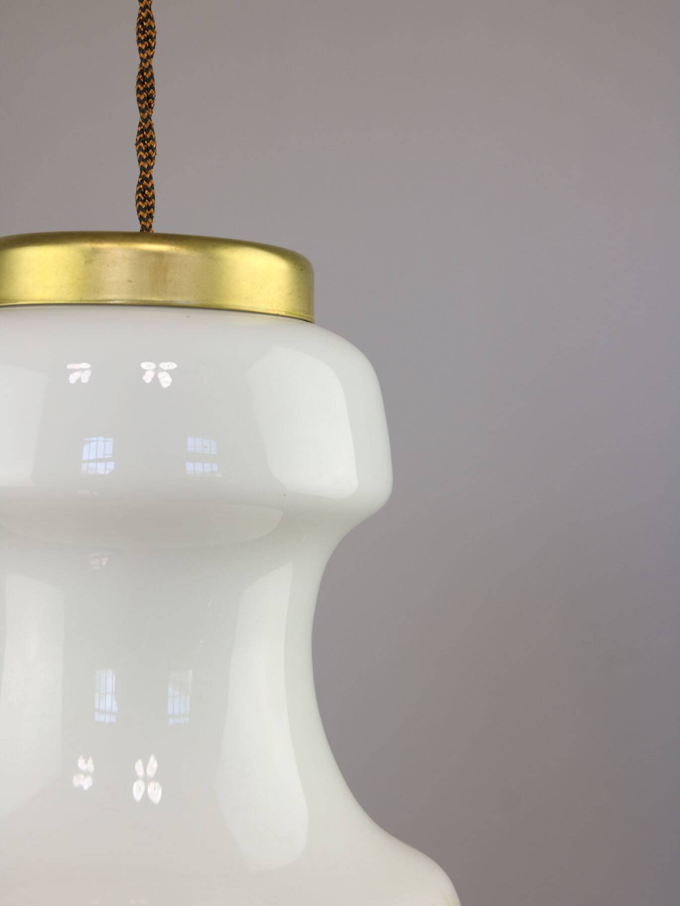 Mid-Century Italian Opaline and Brass Pendant Lamp
