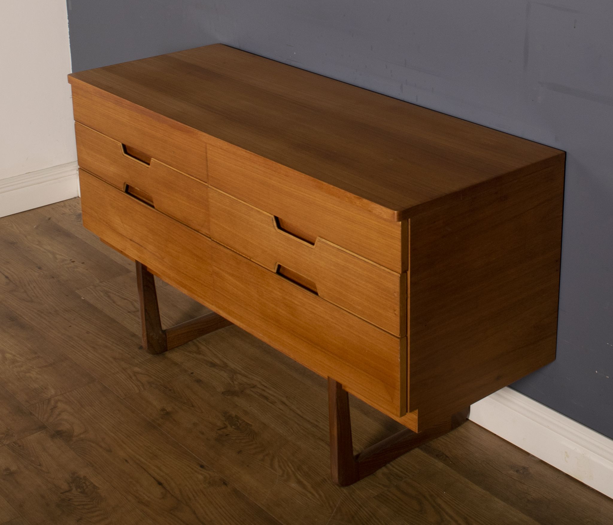 Restored teak retro uniflex 1960s chest of drawers sideboard q range by gunther hoffstead