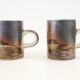 Lot of 4 espresso cups and 4 sub cups in Japanese "Raku" style