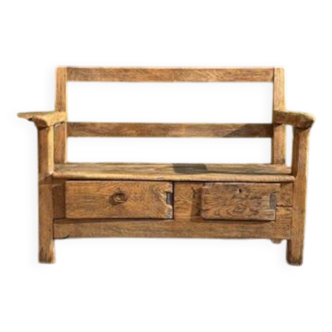 19th century walnut bench