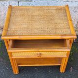 Pair of Maugrion bedside tables for Roche Bobois, bamboo, rattan 70s