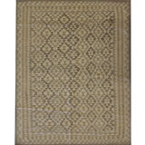 Beige cream scandinavian style kilim handmade flat-woven wool area rug- 198x155cm