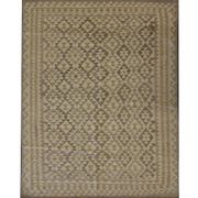 Beige cream scandinavian style kilim handmade flat-woven wool area rug- 198x155cm