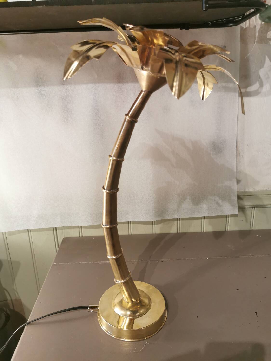 Solid brass palm tree lamp