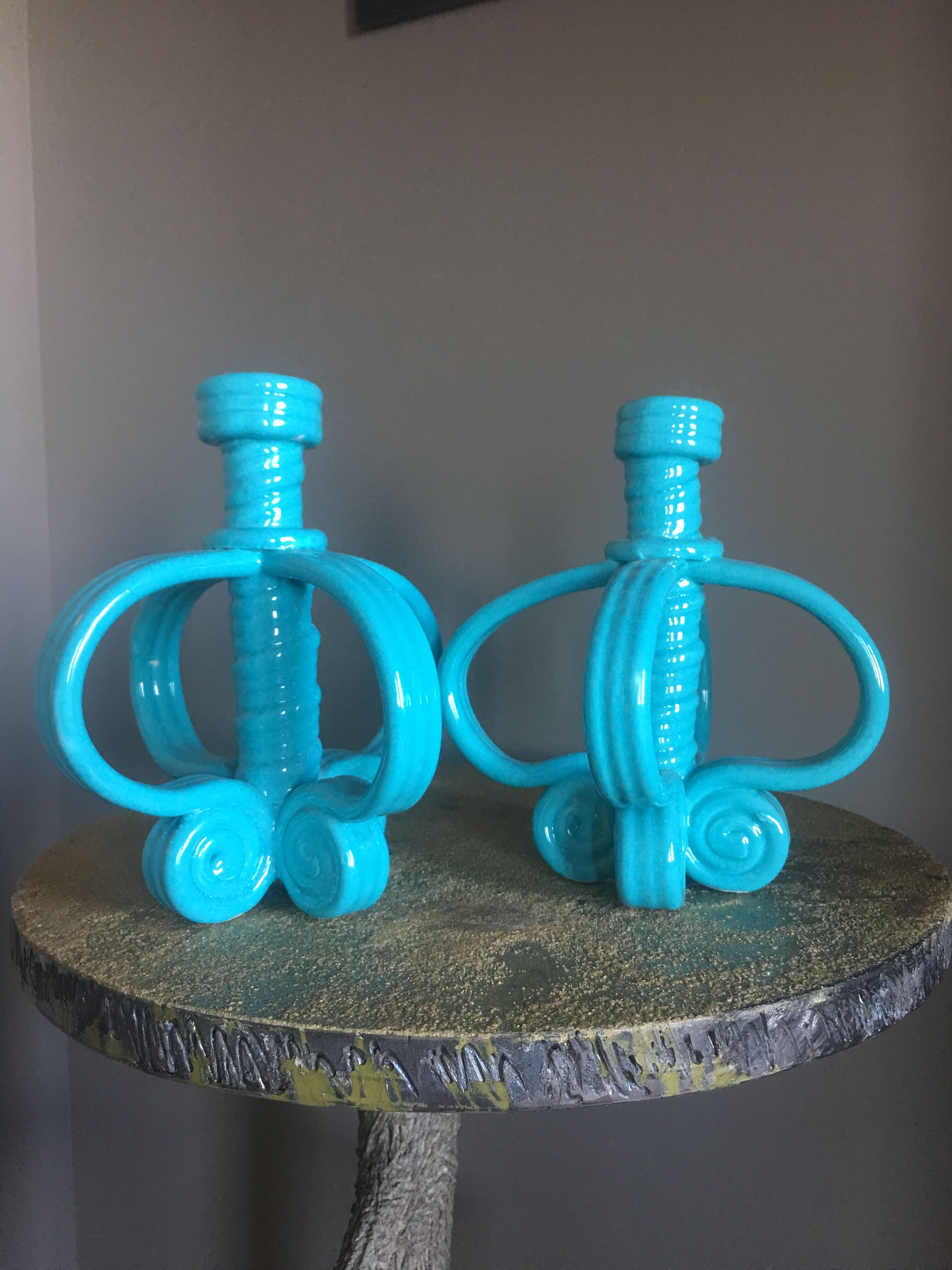 Pair of candlesticks vintage ceramic