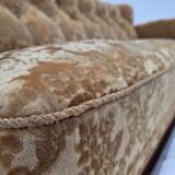 1950s, Danish 3-seater sofa, furniture velour, carved oak wood.