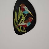 decorative oval bird plate Vallauris