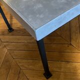 Gray square table in cement and metal by Julie Prisca