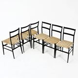 Set of 6 “Superleggera” Chairs by Gio Ponti for Cassina, 1950s
