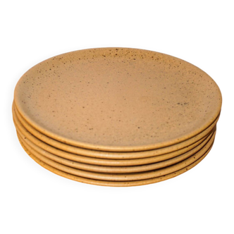 6 x grès light and speckled farmhouse stoneware dinner plates