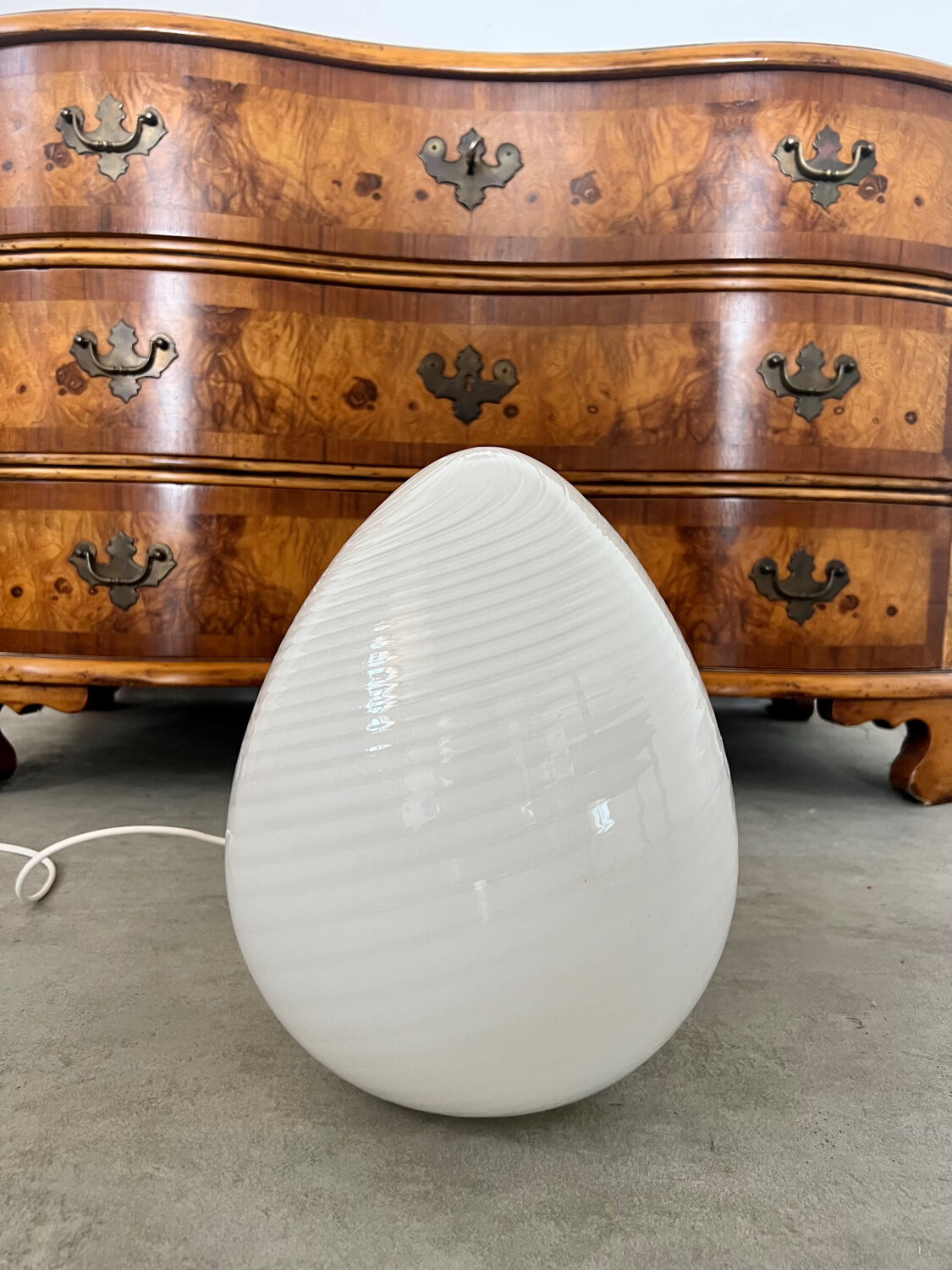 Old Ridged Glass Egg Lamp Design Vetri Murano vintage egg