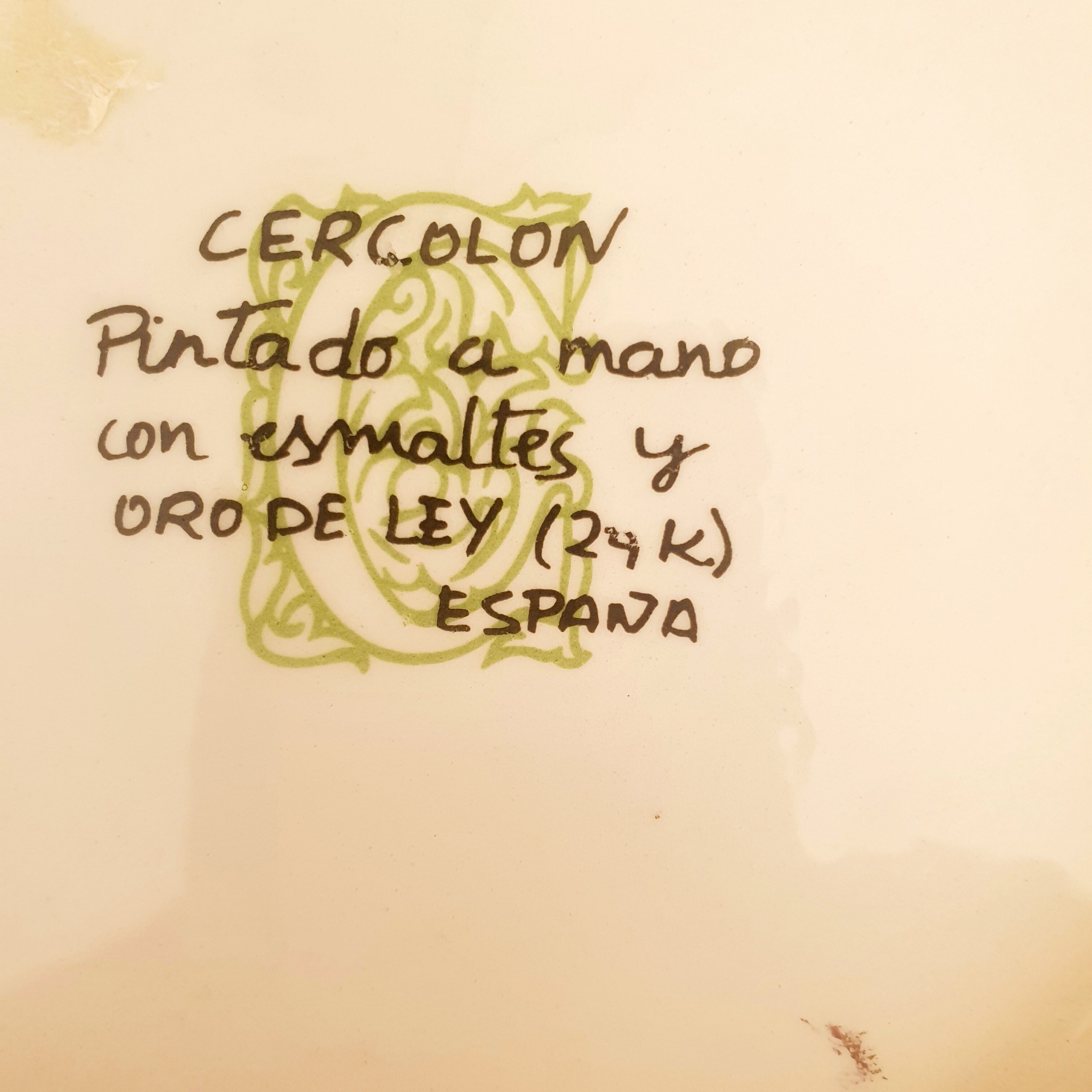 Assiette décorative émail et or Cercolon Espagne