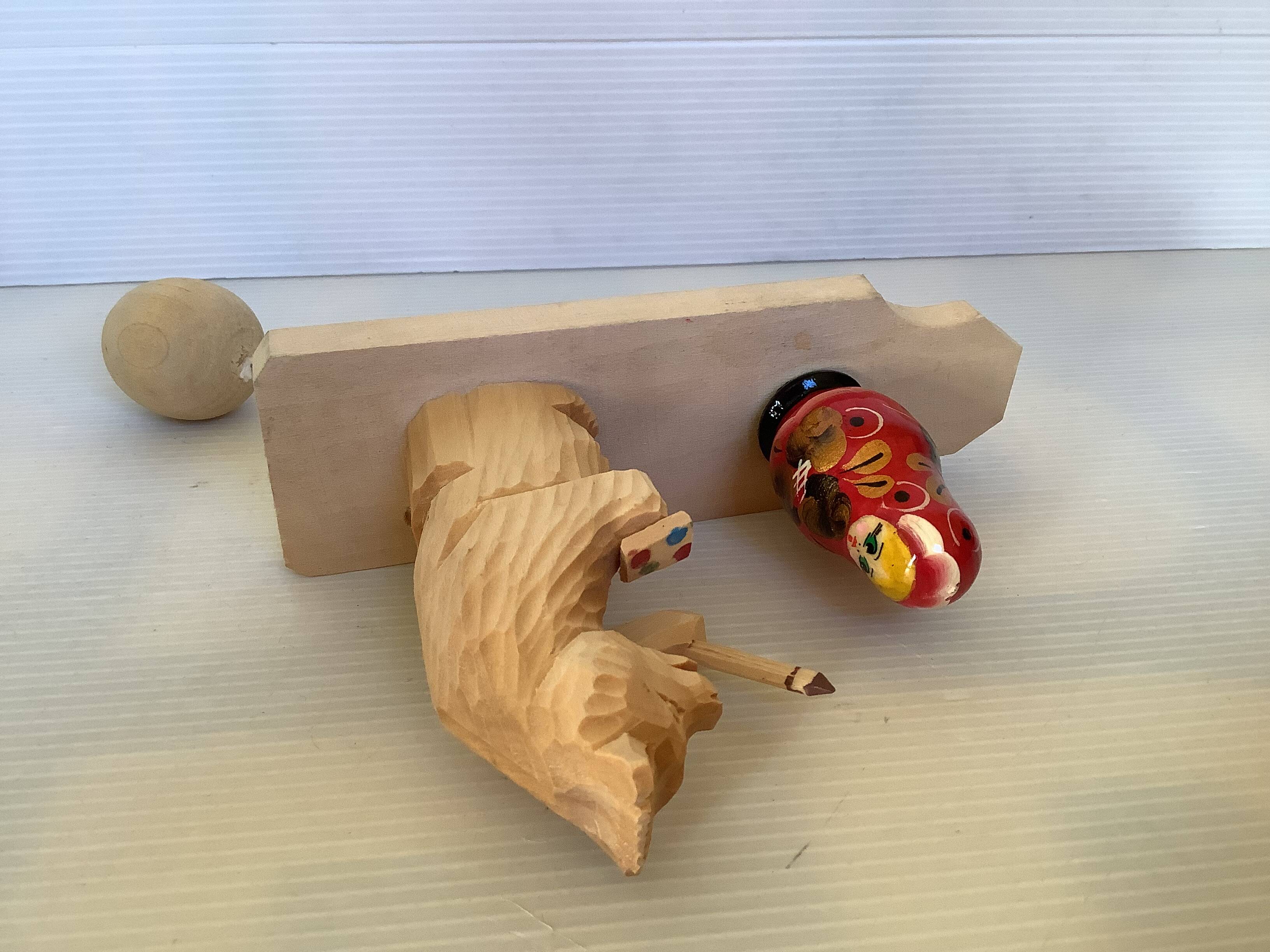 Bogorodskaya traditional Russian wooden bear and matryoshka toy