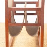 Danish magazine rack in teak and linen by Henning Wind-Hansen for Sika Møbler