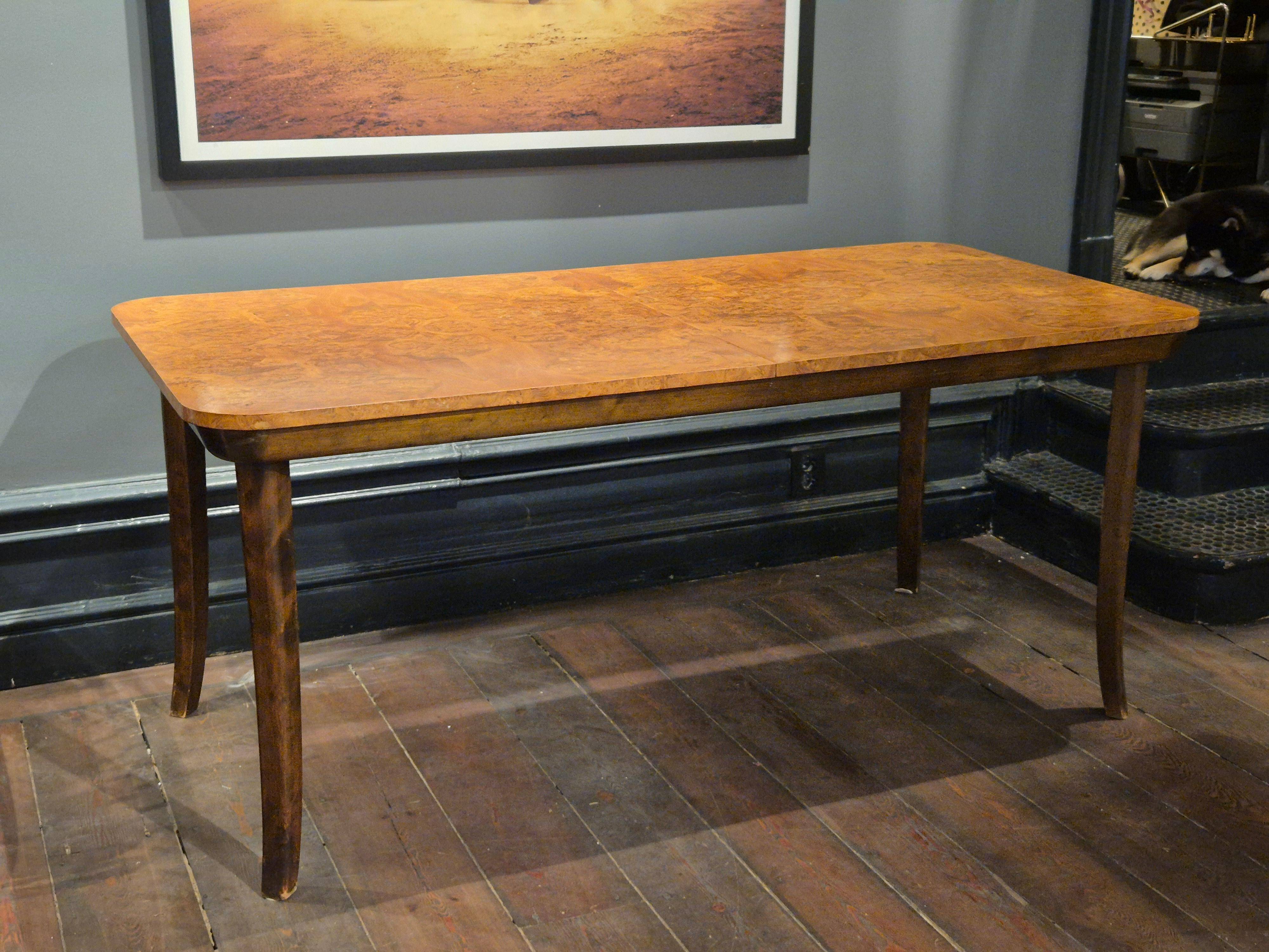 Dining table in burl and beech by Axel Einar Hjorth, NK 1938, Swedish Modern.