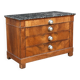 Restoration period commode in burl wood with Sainte-Anne marble top (19th century)