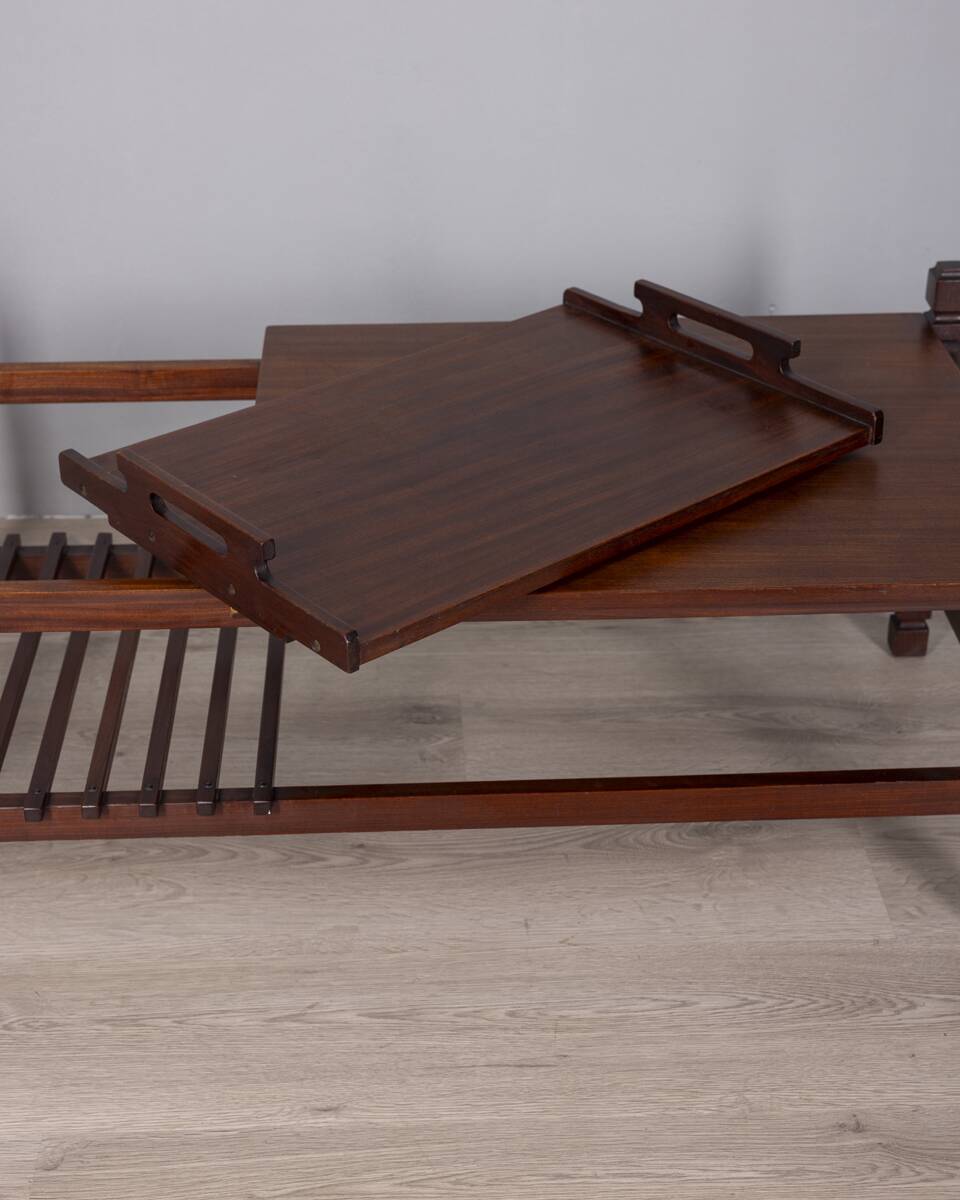 Vintage 1960s coffee table with pull-out tray, Italian design