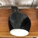 Ancien pichet en porcelaine émaillée noir ,reflets bleus, intérieur jaune, 1950