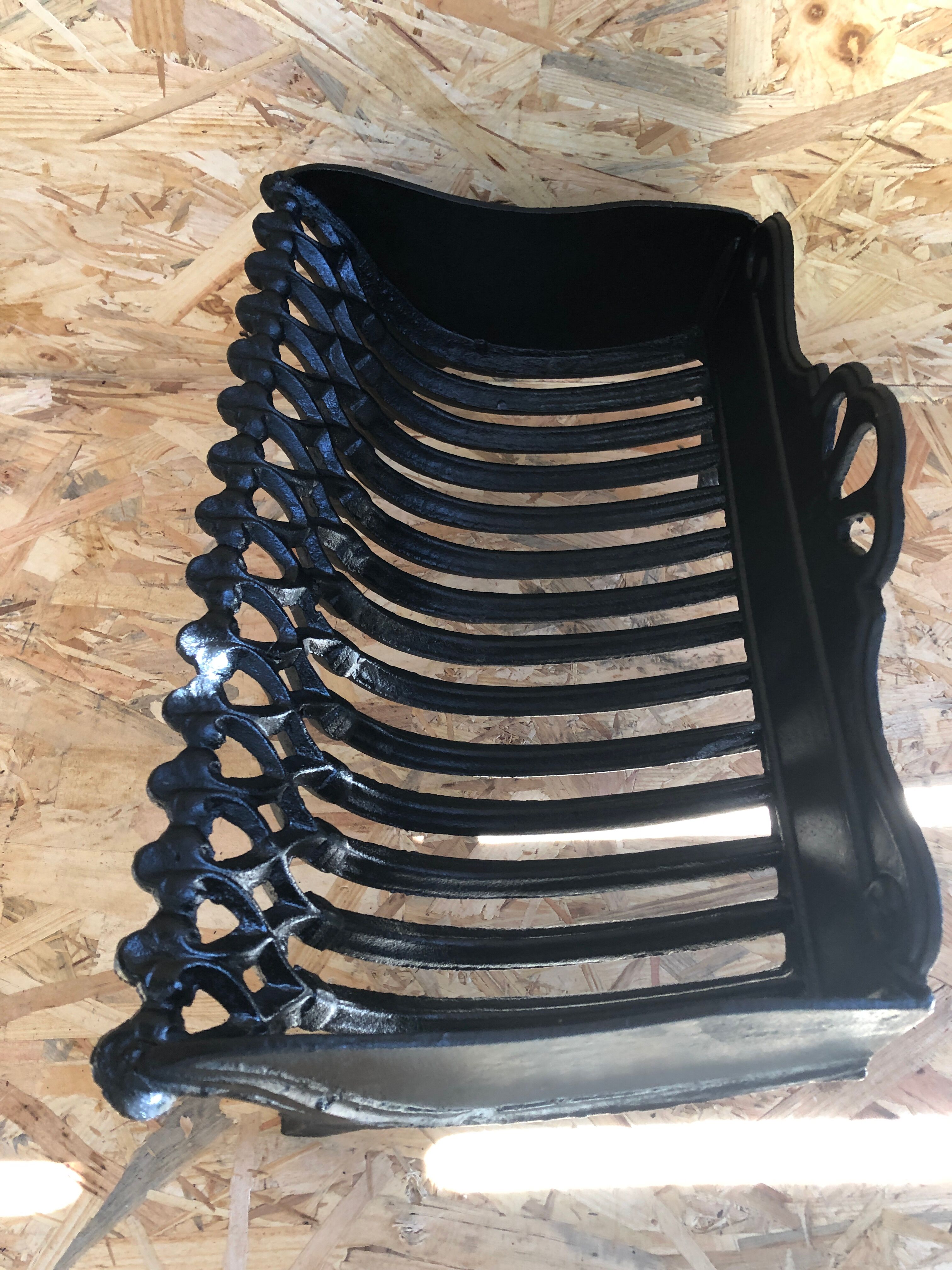 Old fireplace fireplace openwork grid cast iron black + removable plate vintage