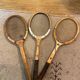Set of 3 old tennis rackets