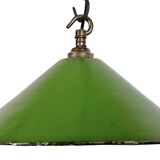 Industrial British Green Enamel Factory Pendant Lamp, 1950s