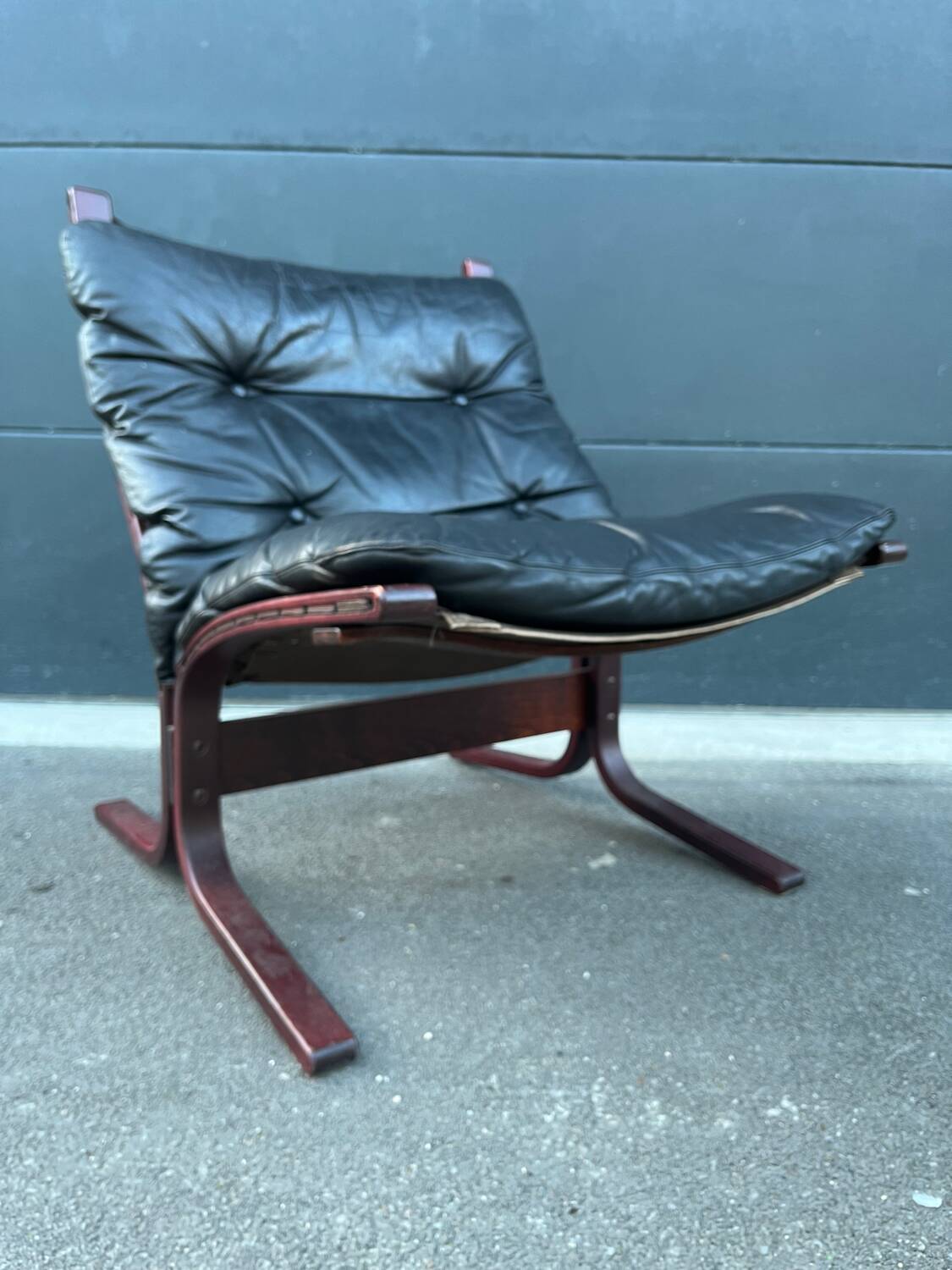 Siesta armchair wood leather year 60