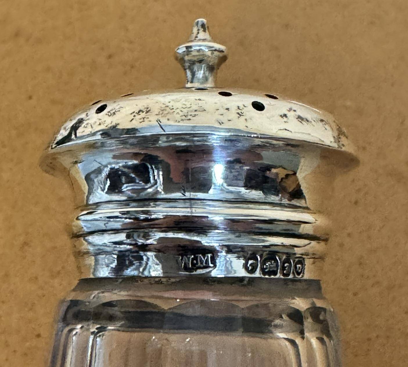 Cut glass sugar bowl and sterling silver by William Moulson 1844
