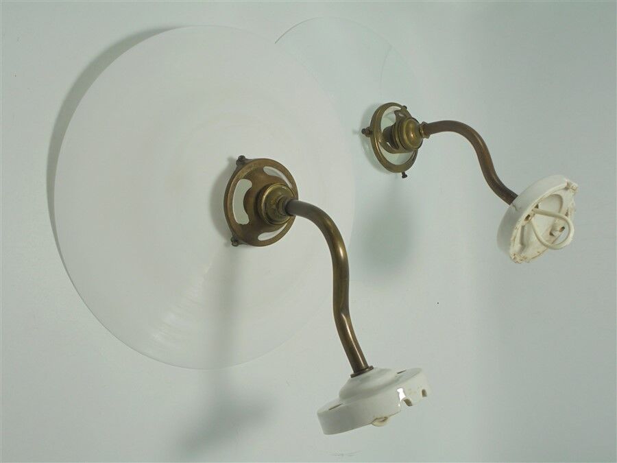 Pair of opaline wall lamps