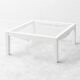 Vintage coffee table in white lacquered wood and glass, Italian design 1970s