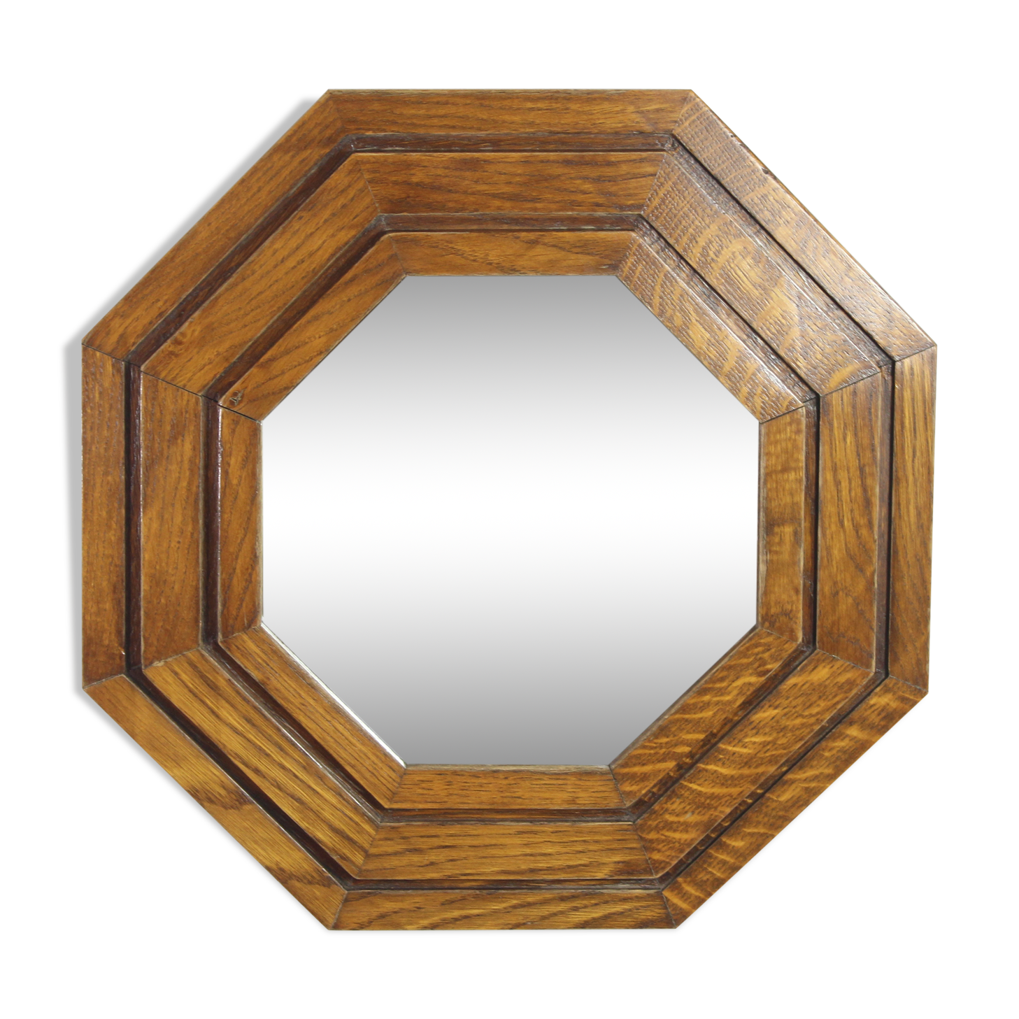 Octagonal oak mirror