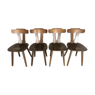 4 chairs Auvergnates brutalist wood