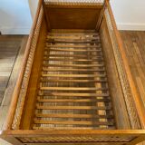Wooden and wicker baby bed
