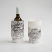 Vase and wine cooler in lilac white marble
