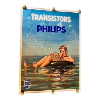 Affiche Philips Transistor enfant vacances mer Elvinger 1958