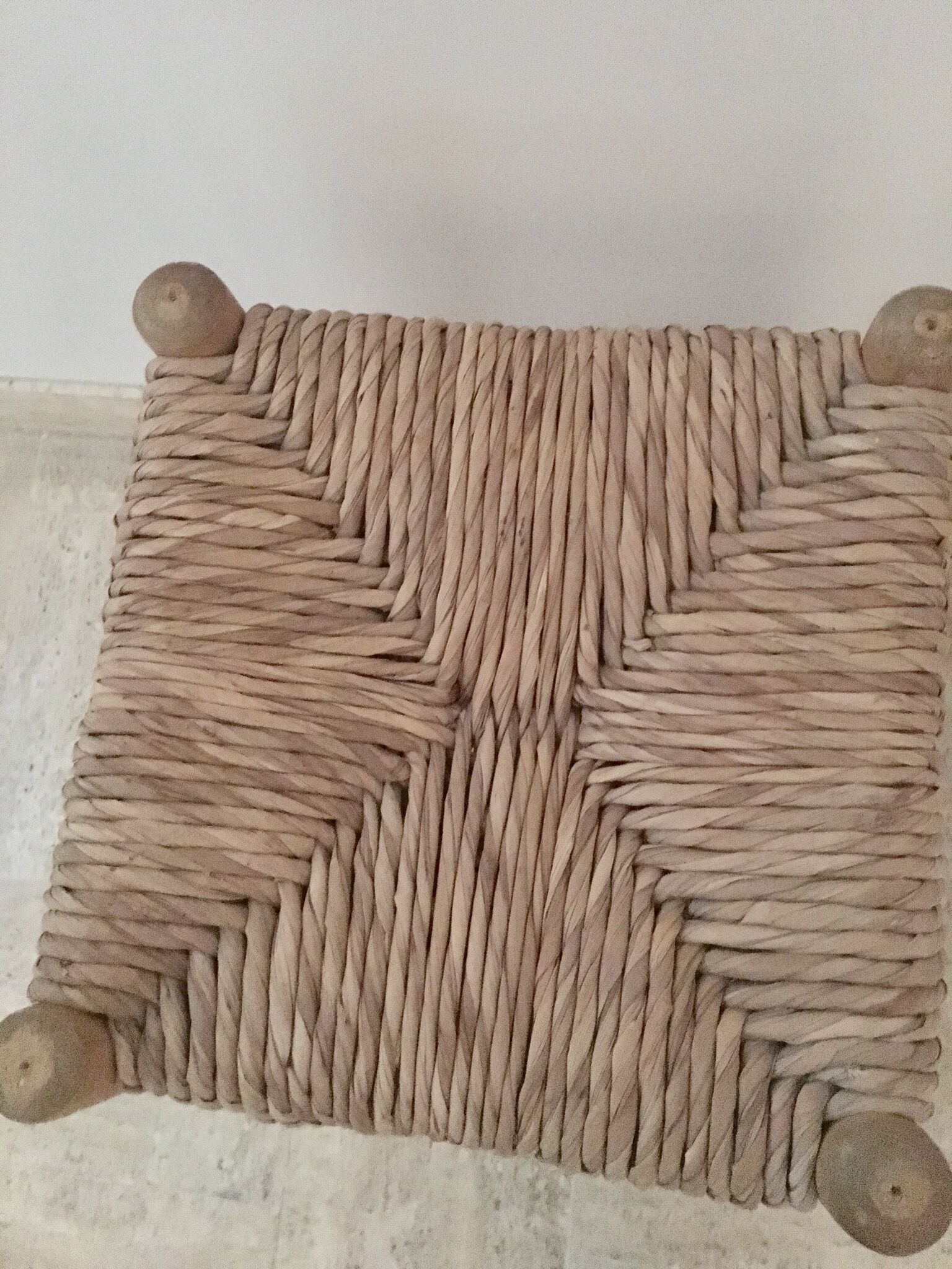 Wood and straw stool