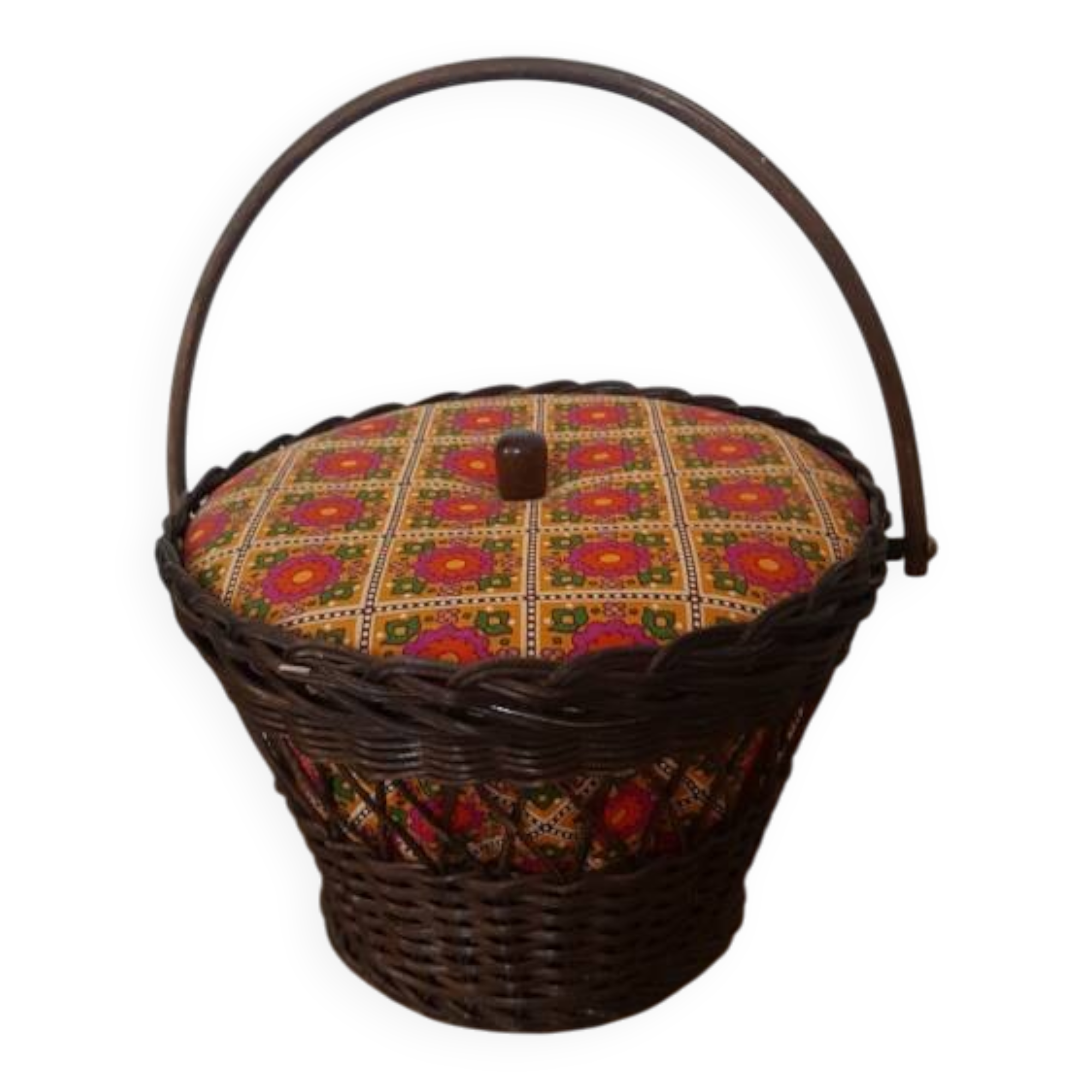 Boîte à couture travailleuse panier vintage 1970
