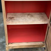 Armoire vitrée vintage bois brut 1950