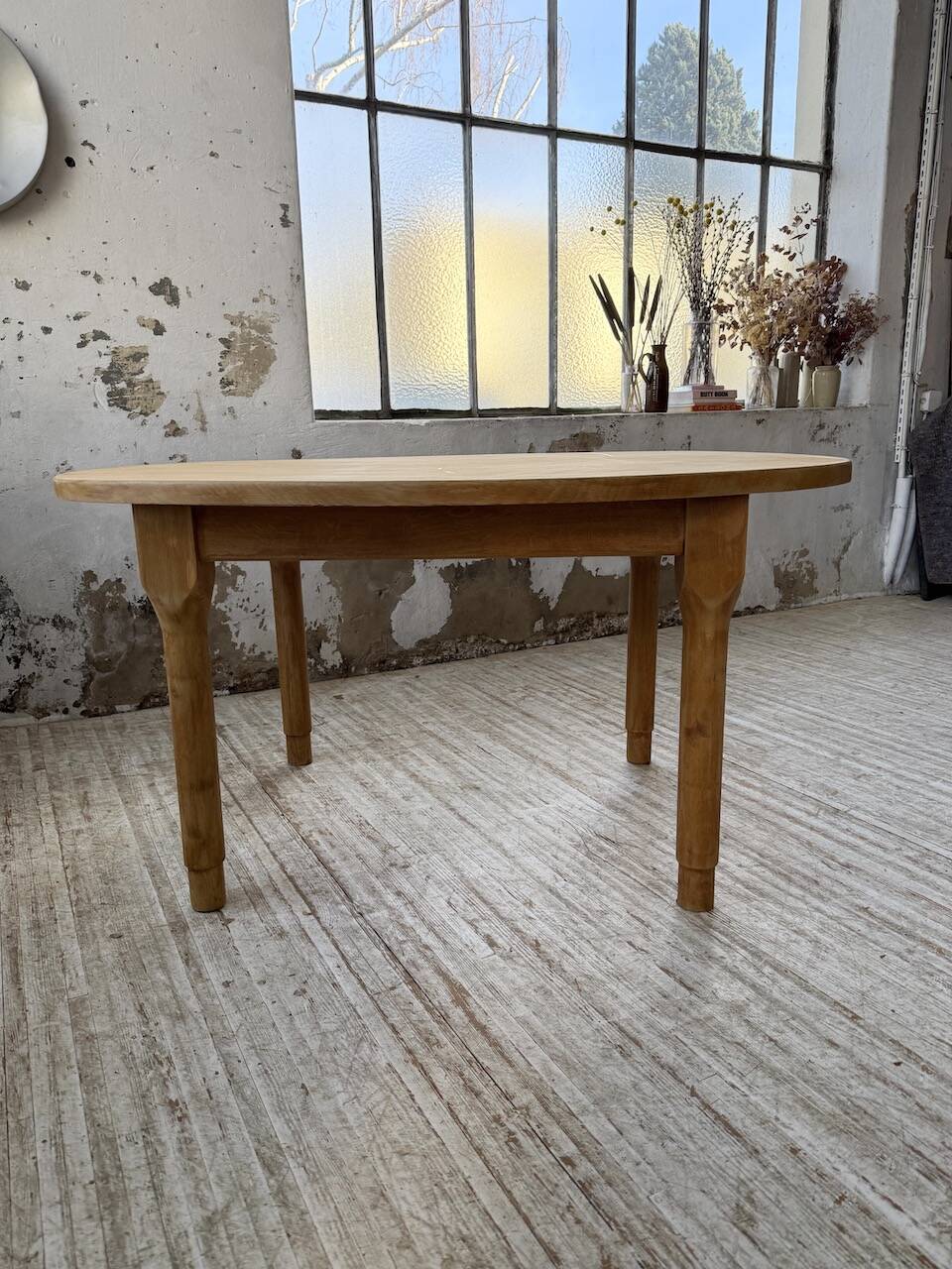 Oval farmhouse table oak 1960