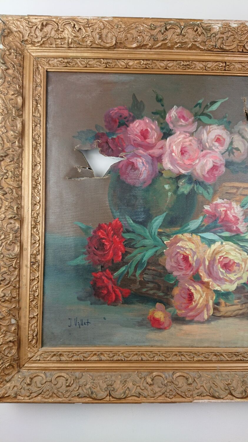 Tableau bouquet J. Vallet