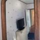 Antique Louis Philippe mirror, 19th century, mercury backing, wooden parquet back.